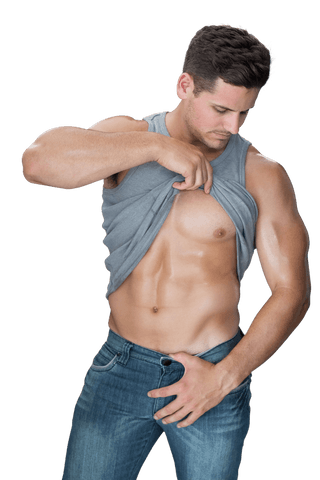 Caucasian Athlete Wearing Denim Jeans Posing Transparent Background