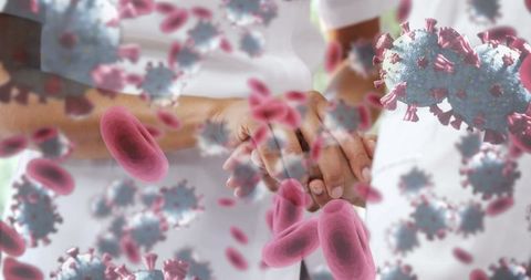Healthcare Professional Diagnosing Patient Amid Virus Cells Visualization - Download Free Stock Images Pikwizard.com