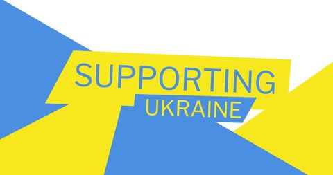 Supporting Ukraine Text with Blue and Yellow Shapes - Download Free Stock Images Pikwizard.com