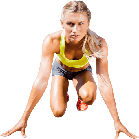 caucasian runner woman ready to start on transparent background - Download Free Stock Videos Pikwizard.com