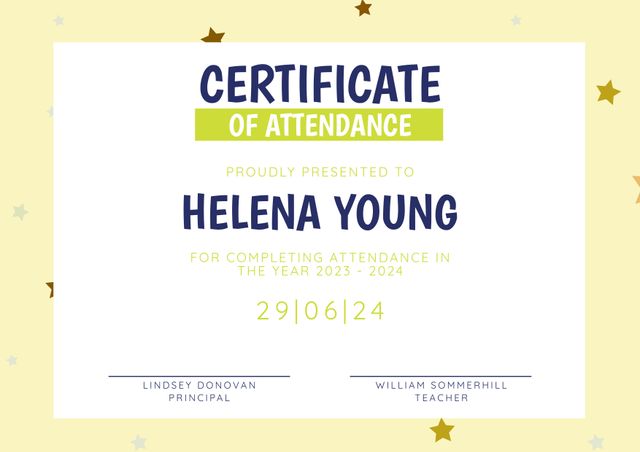 Creative Certificate of Attendance Template with Star Pattern - Download Free Stock Templates Pikwizard.com