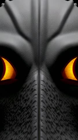 Reptilian Creature Emerging from Darkness Revealing Glowing Amber Eyes Vertical Trailer