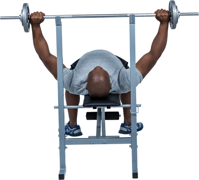 Transparent View of Fit Man Weightlifting with Barbell on Bench Press - Download Free Stock Videos Pikwizard.com