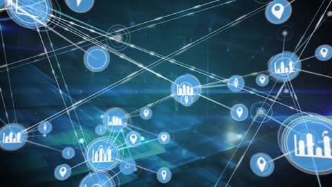 Futuristic Global Network Connections with Embedded Icons