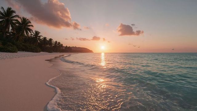 Tranquil Sunset Illuminating Serene Tropical Beach
