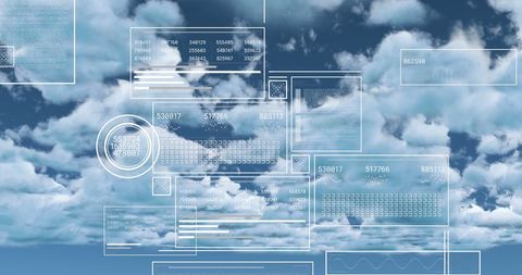 Digital Data Interface Over Cloudy Sky - Download Free Stock Images Pikwizard.com