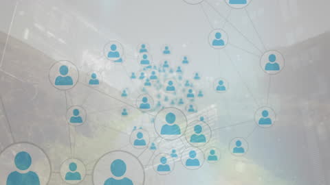 Abstract Network Connections with Data Processing Icons