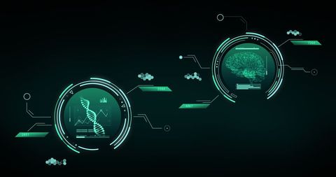 Digital interface with dna strand and brain for data processing