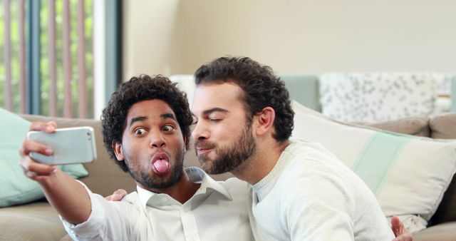 Two Happy Friends Taking Silly Selfie at Home - Download Free Stock Images Pikwizard.com