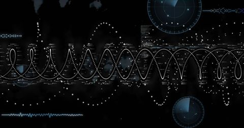 Abstract Digital Graph and Data Visualizations on Black Background