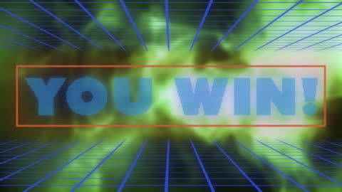 You Win Celebration on Futuristic Gridded Background