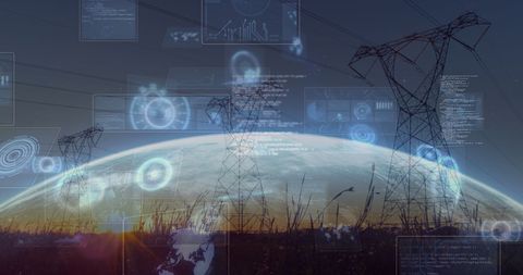 digital data overlay with globally connected electricity infrastructure - Download Free Stock Images Pikwizard.com