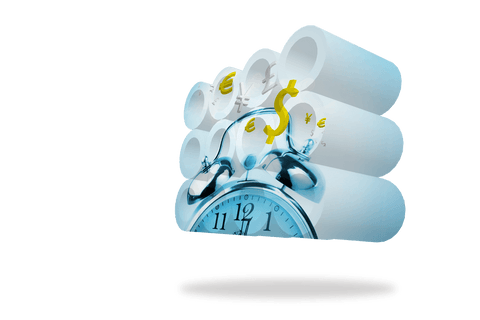 transparent clock over currency roll abstract with money symbols - Download Free Stock Videos Pikwizard.com