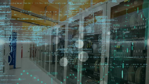 Digital Data Streams in Server Room Technology Concept