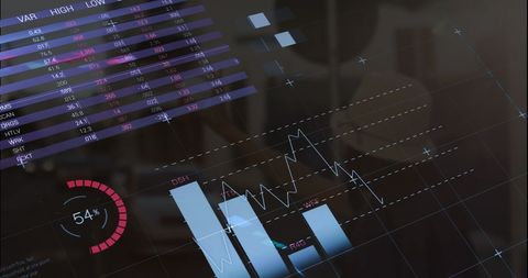 Digital Interface with Financial Graphs and Analytics - Download Free Stock Images Pikwizard.com