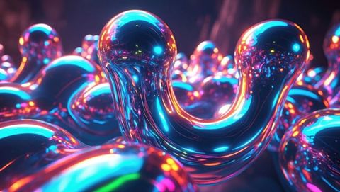 Futuristic Neon Metallic U-Shaped Reflections in Dark Setting