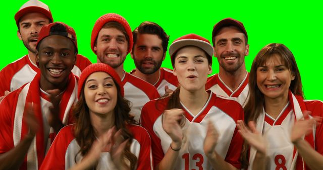 Excited Football Fan Group Cheering with Green Screen Background - Download Free Stock Images Pikwizard.com