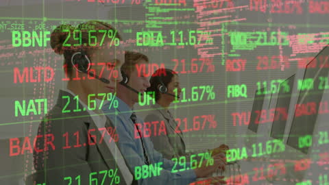 Customer Service Team Engaged with Stock Market Data Analysis