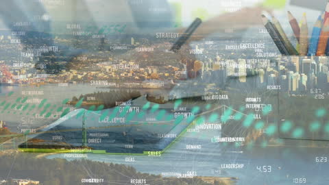 Innovative Business Concept Overlay with Cityscape and Technology