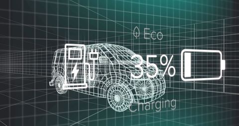 Electric Van Interface with Charging Status and Data Overlay