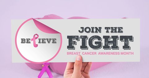 Breast Cancer Awareness Campaign with Boxing Gloves and Ribbon