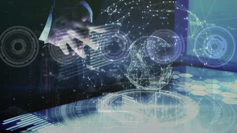 Businessman Engaging with Virtual Data Interface