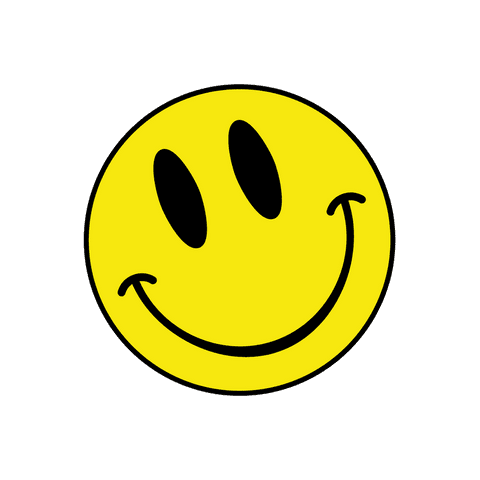 Smiley face with retro text on transparent background