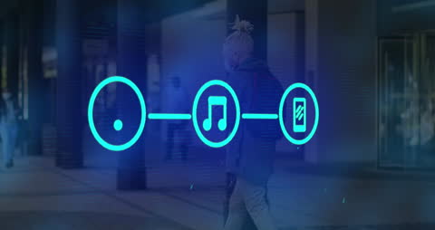 Digital Communication Interface Over Modern City Scene