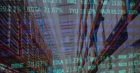 Digital Data Overlay on Empty Warehouse Interior - Download Free Stock Images Pikwizard.com