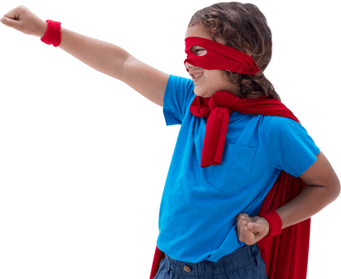 Transparent Heroic Child Dressed in Red Cape