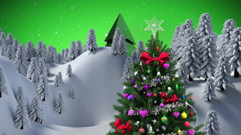 Festive Christmas Tree in a Snowy Winter Landscape