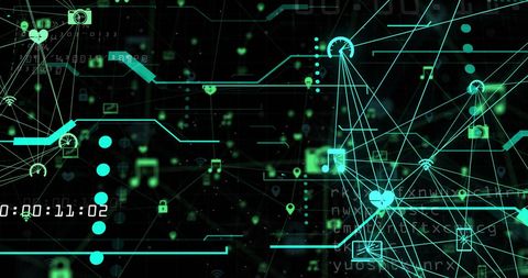 Digital Data Network with Analytics and Technology Icons - Download Free Stock Images Pikwizard.com