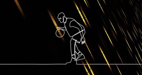 Modern Abstract Art of Basketball Player Against Dark Numerical Lines