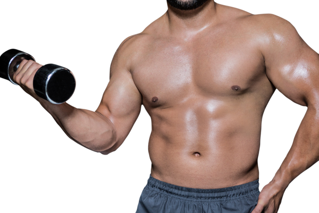 Transparent Image of Shirtless Bodybuilder Lifting Dumbbell - Download Free Stock Videos Pikwizard.com