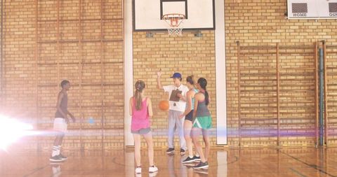 Schoolchildren Playing Basketball During Gym Class - Download Free Stock Images Pikwizard.com