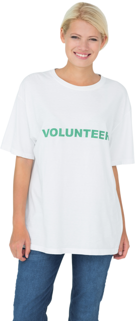 Smiling Young Female Volunteer Wearing White T-Shirt Transparent Background - Download Free Stock Videos Pikwizard.com