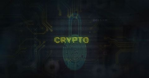 Digital Security Network with Glowing CRYPTO Text