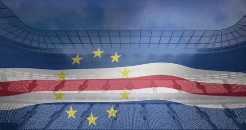 Cape Verde Flag Overlay on Modern Sports Stadium