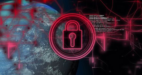 Cybersecurity Concept with Padlock and Digital Globe Image - Download Free Stock Images Pikwizard.com