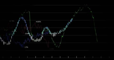 Abstract financial data diagrams on black background