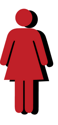 Abstract red female silhouette with transparent shadow