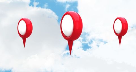 Cloud navigation map pins floating against blue sky
