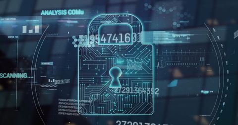 Digital Security Lock on Virtual Financial Data Display - Download Free Stock Images Pikwizard.com
