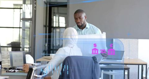 Professional collaboration finance presentation in modern office