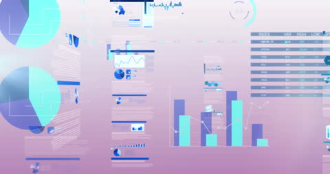 Digital Business Analytics with Graphs and Charts on Gradient Background