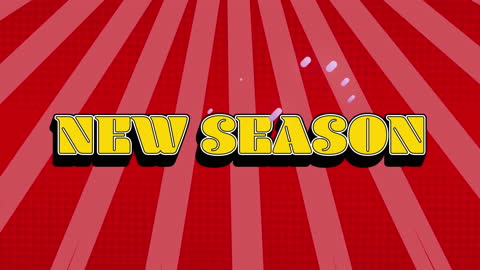 Dynamic New Season Graphic with Bold Typography and Colorful Background