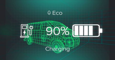 EV Battery Charging Interface with Eco 3D Van - Download Free Stock Images Pikwizard.com