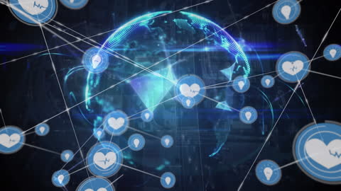 Global Connections and Digital Network Icons Integrate Technology