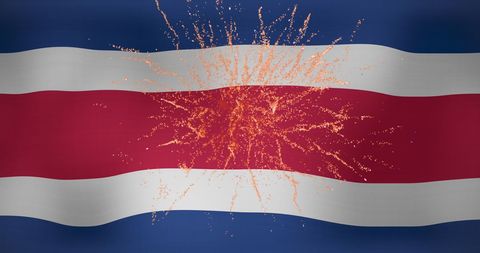 Fireworks Display Over Waving Costa Rica Flag, National Celebration Symbol - Download Free Stock Images Pikwizard.com