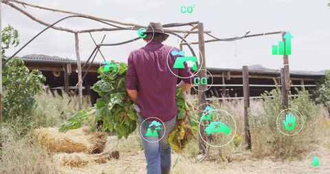 Farmer embracing sustainability practices on eco-friendly farm